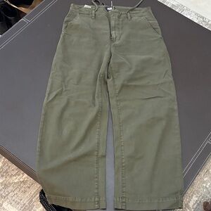 PAIGE womens Olive Green Wide-Leg Chinos